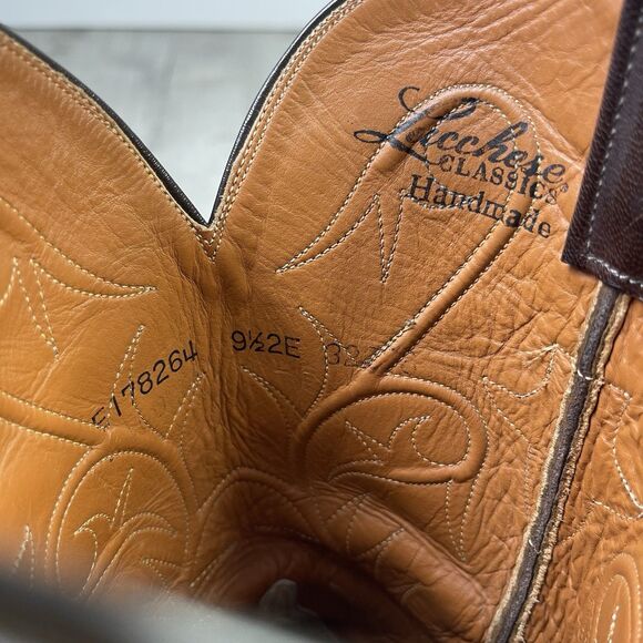 Lucchese Boots Brown Leather Western Cowboy Rodeo Mens Size 9.5 2E Wide W - Picture 7 of 14